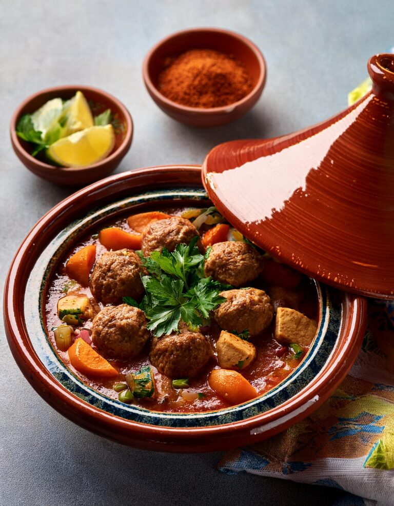 Recette Minimaliste : Tajine Marocain aux Boulettes de Viande